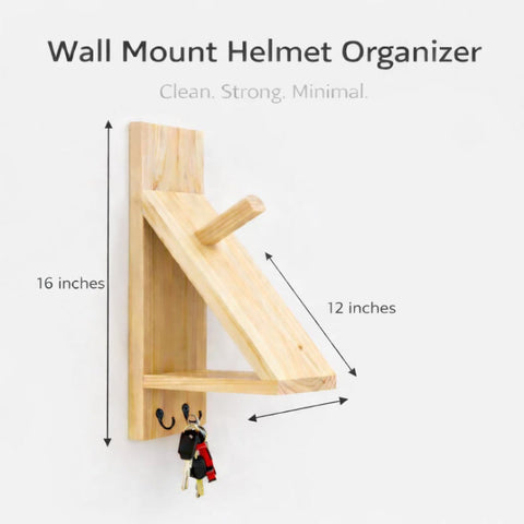Wall Mount Helmet Organizer With Key Hooks